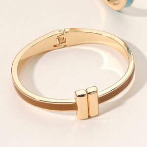 Brown Metal Bar Tip Bracelet Bangle Hinged Statement Fashion Accessories